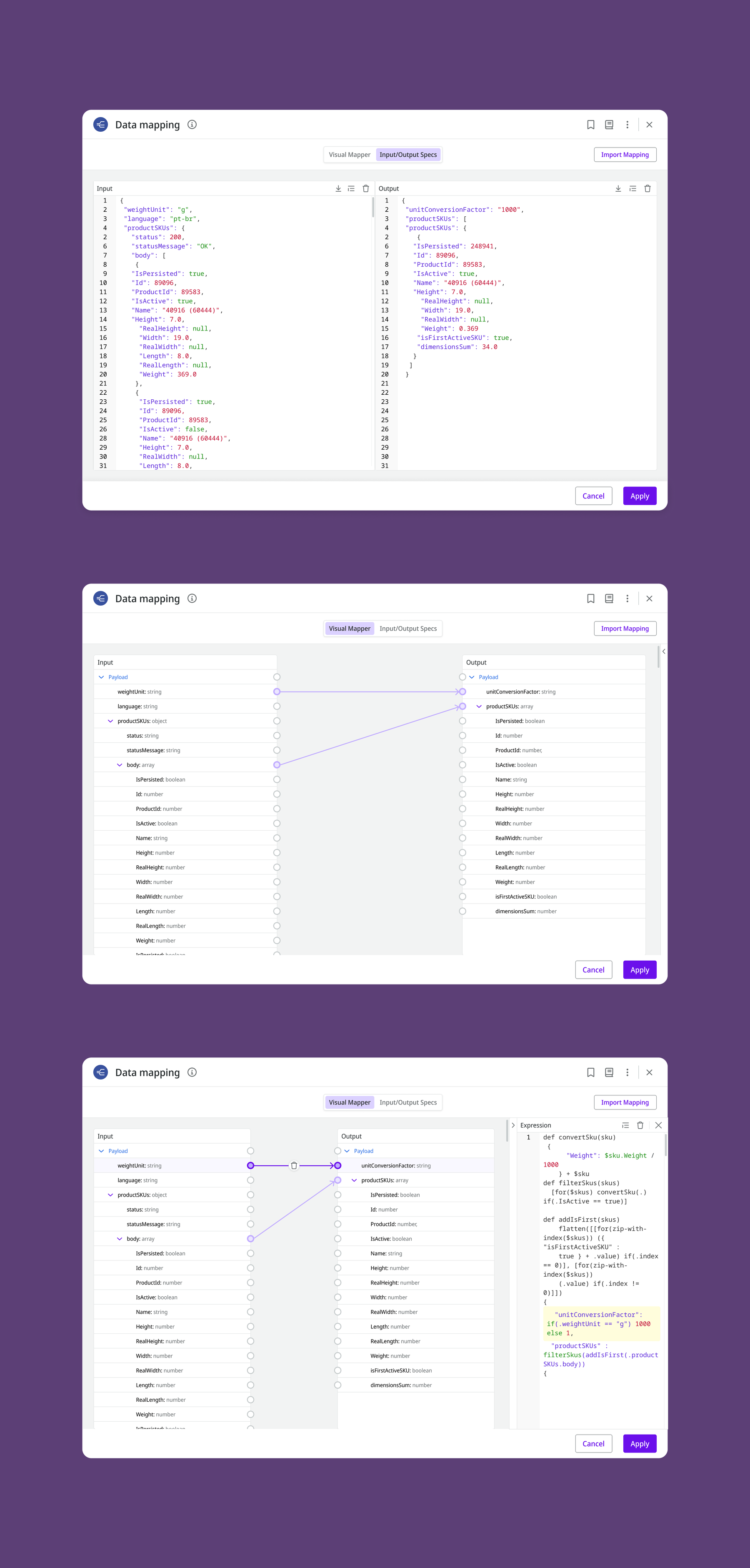The Visual Mapping interface