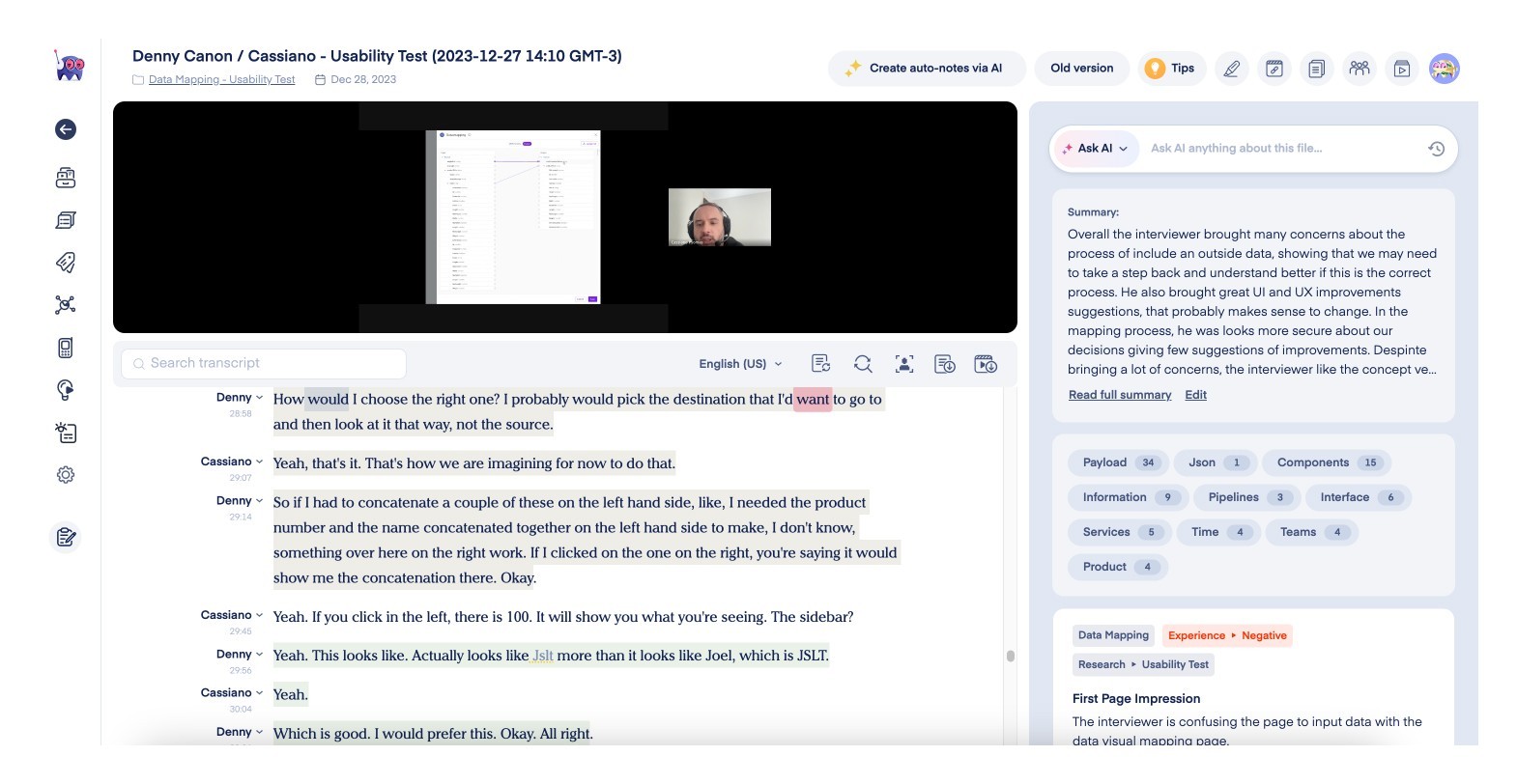 Usability test results for Visual Mapping