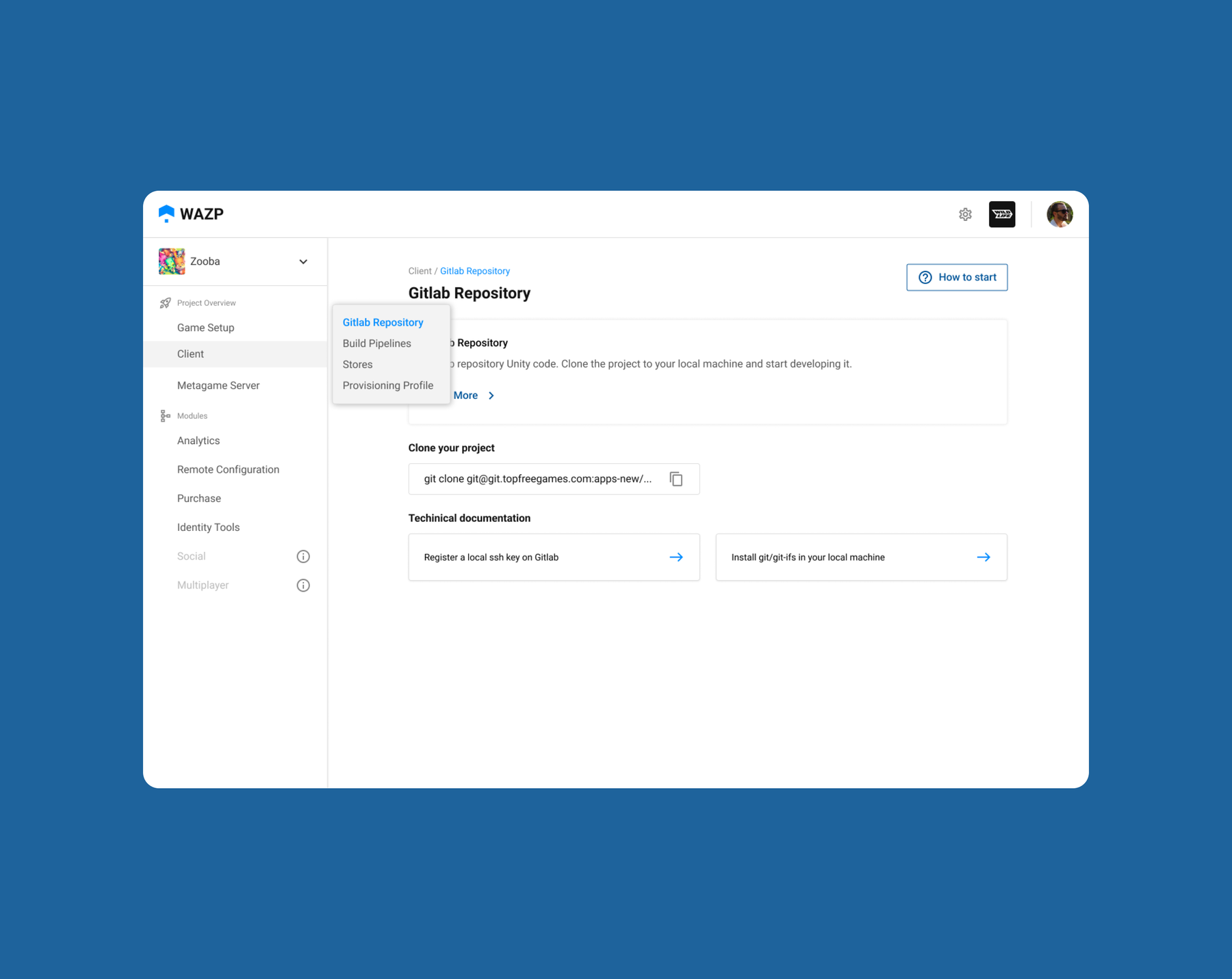 The redesigned WAZP navigation